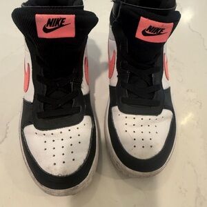 Kids Nike Court Borough Mid 2 Black and Pink High-Top Sneakers size 13C